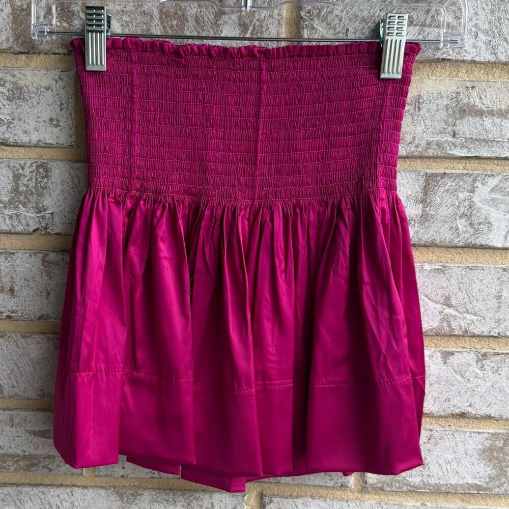 Natural Life Elastic Waist Satin Magenta Pink Skirt Shorts Women's Size XS